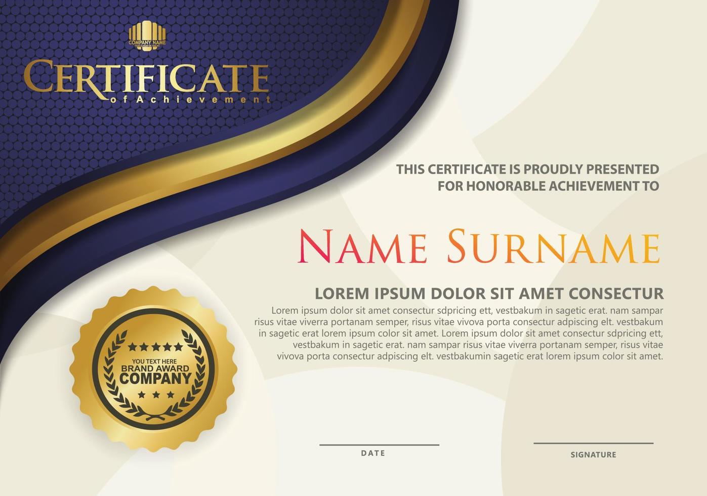 certificate template with luxury and elegant texture pattern background vector