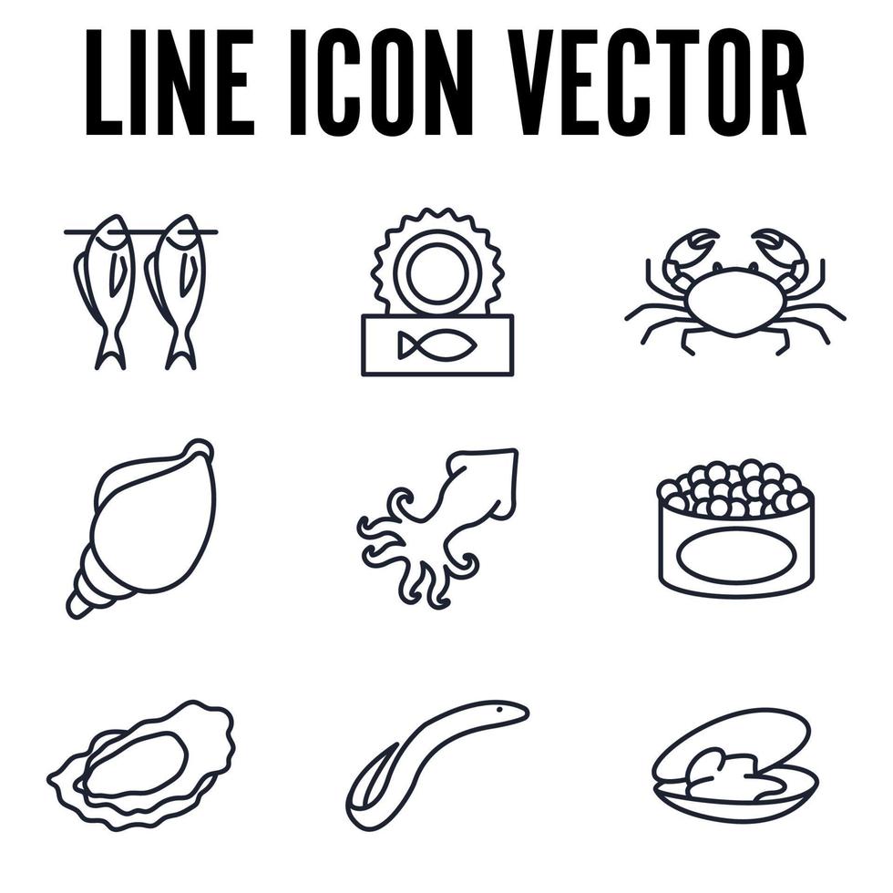 plantilla de símbolo de icono de conjunto de pescado y marisco para ilustración de vector de logotipo de colección de diseño gráfico y web