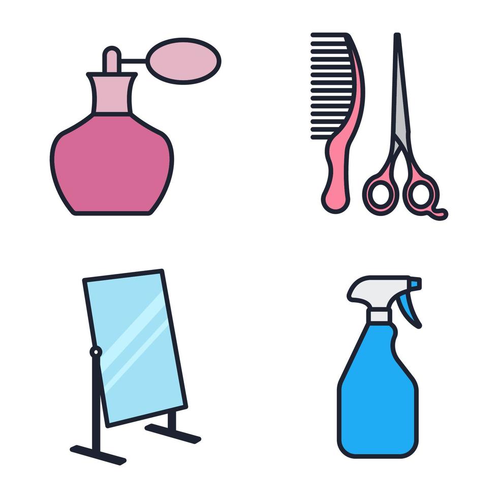 plantilla de símbolo de icono de conjunto de peluquería para ilustración de vector de logotipo de colección de diseño gráfico y web