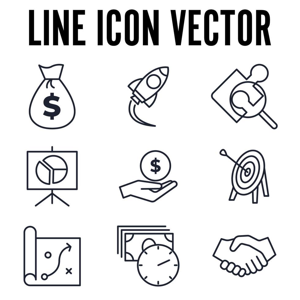 conjunto de elementos de negocios y finanzas plantilla de símbolo de icono para ilustración de vector de logotipo de colección de diseño gráfico y web