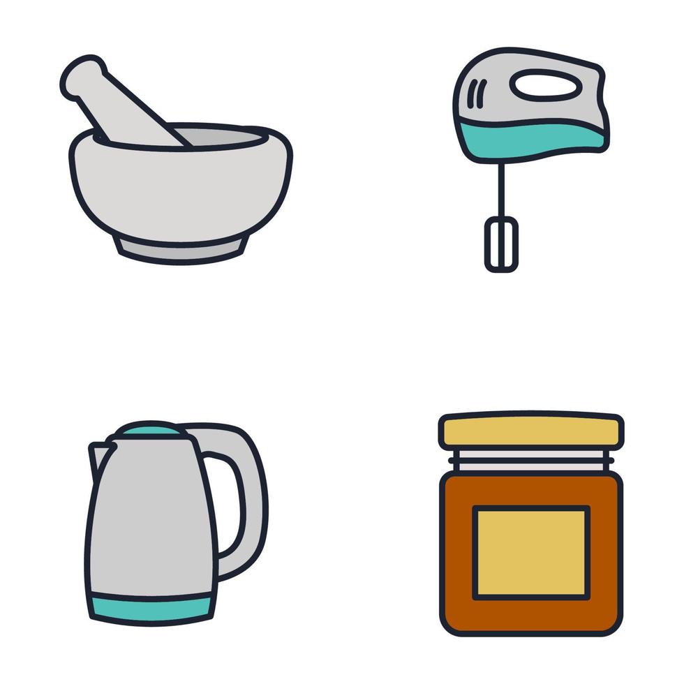 plantilla de símbolo de icono de juego de cocina para diseño gráfico y web ilustración de vector de logotipo de colección