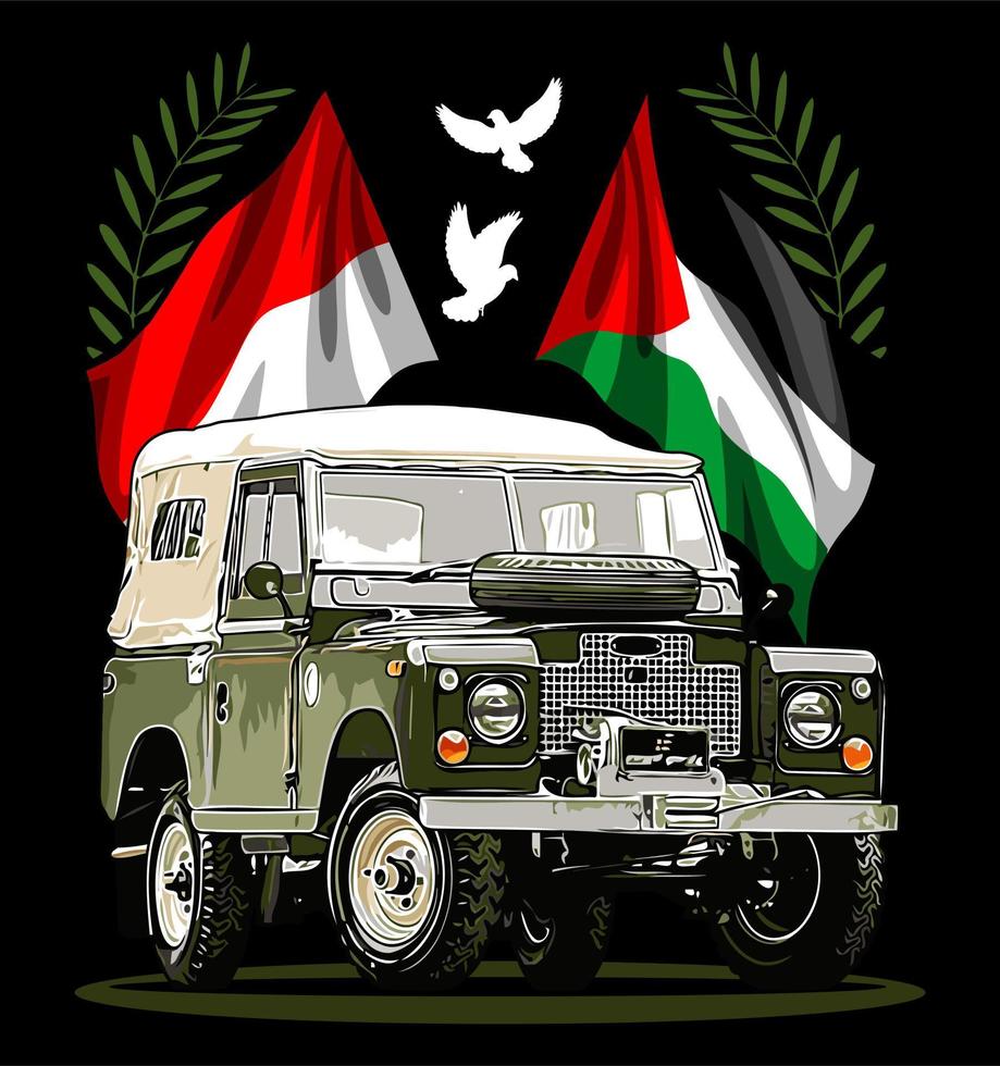 coche suv clásico con palestina vector