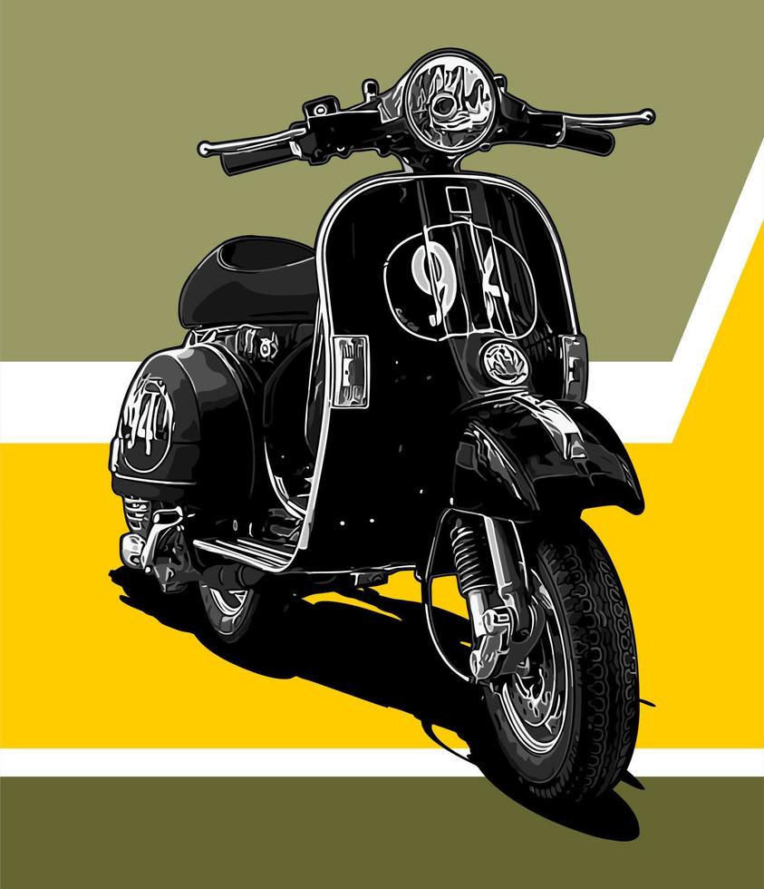 black vintage scooter vector