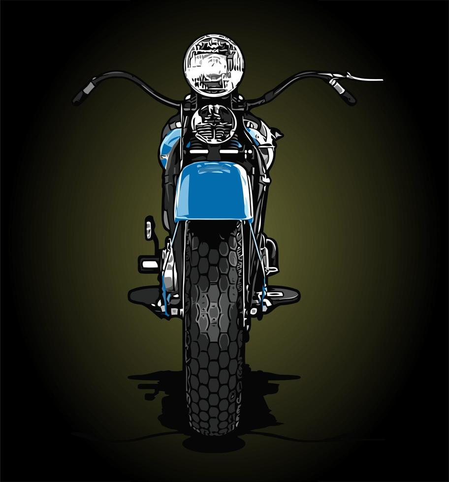 blue vintage bike front view vector