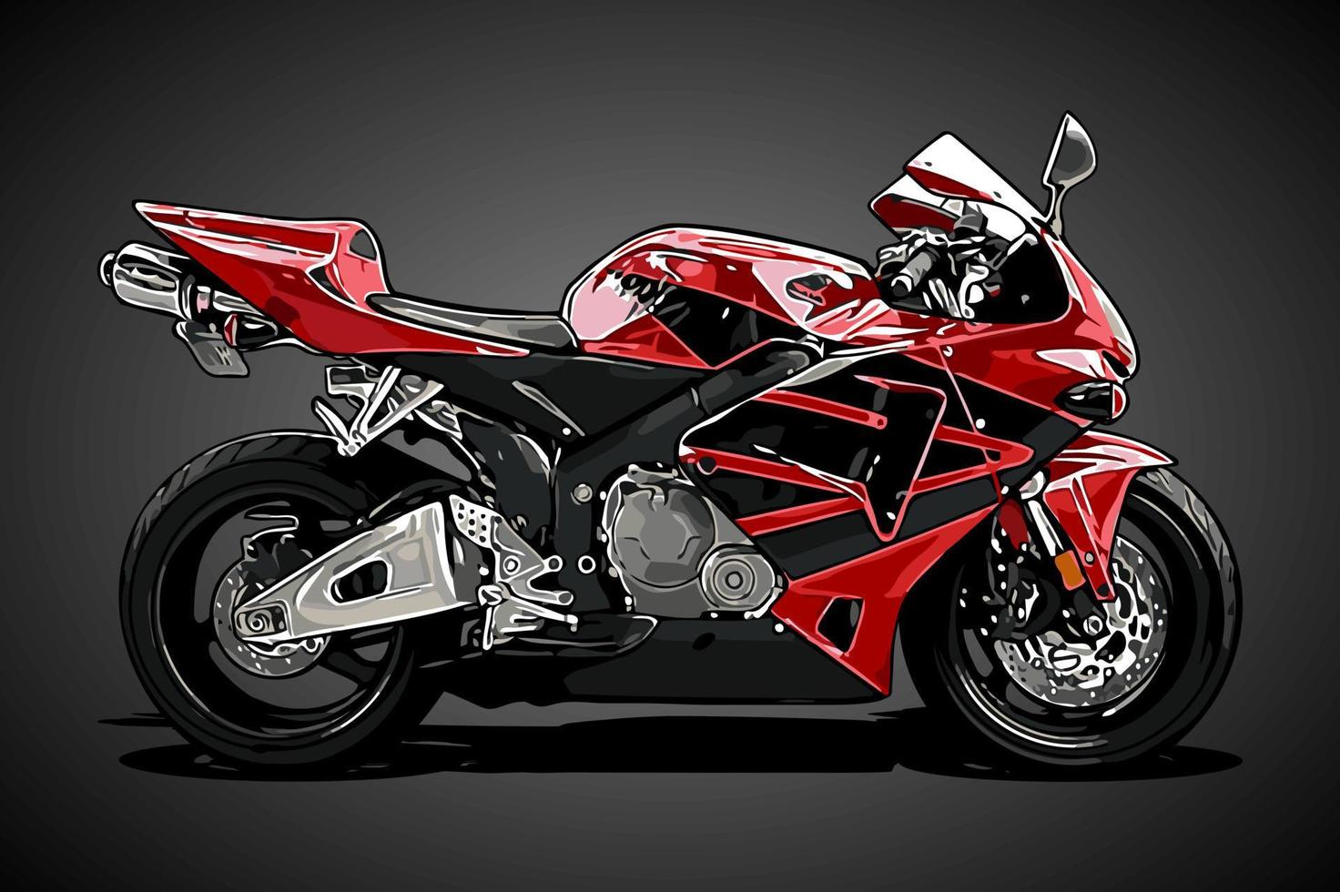 red sport bike side view vector