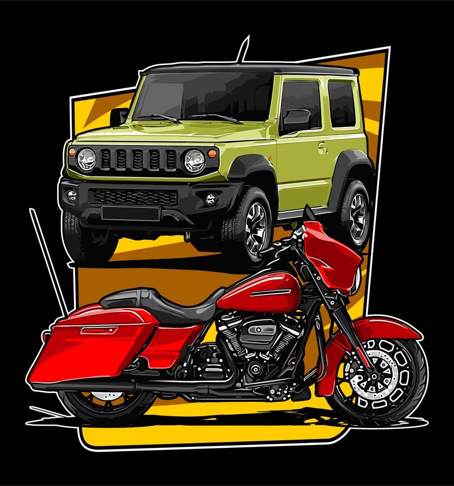 suv vehicles and touring motorcycles vector