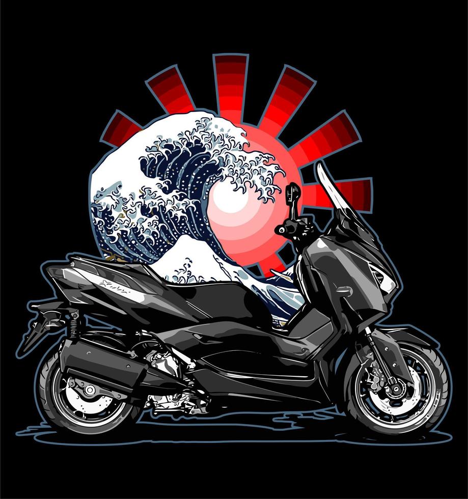 a big scooter with the sun vector