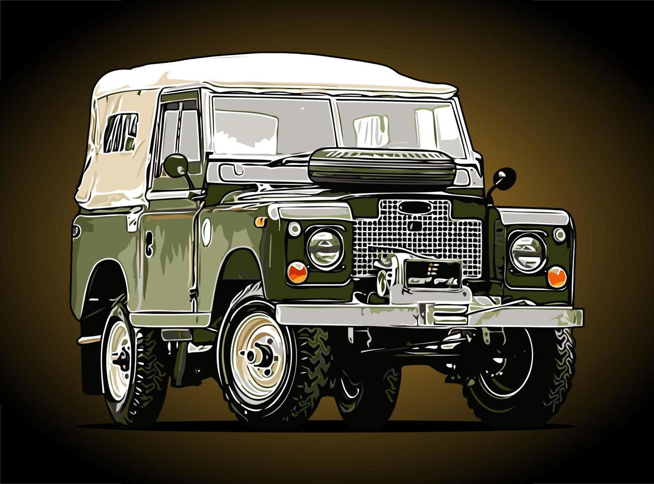 classic suv car with canvas roof vector