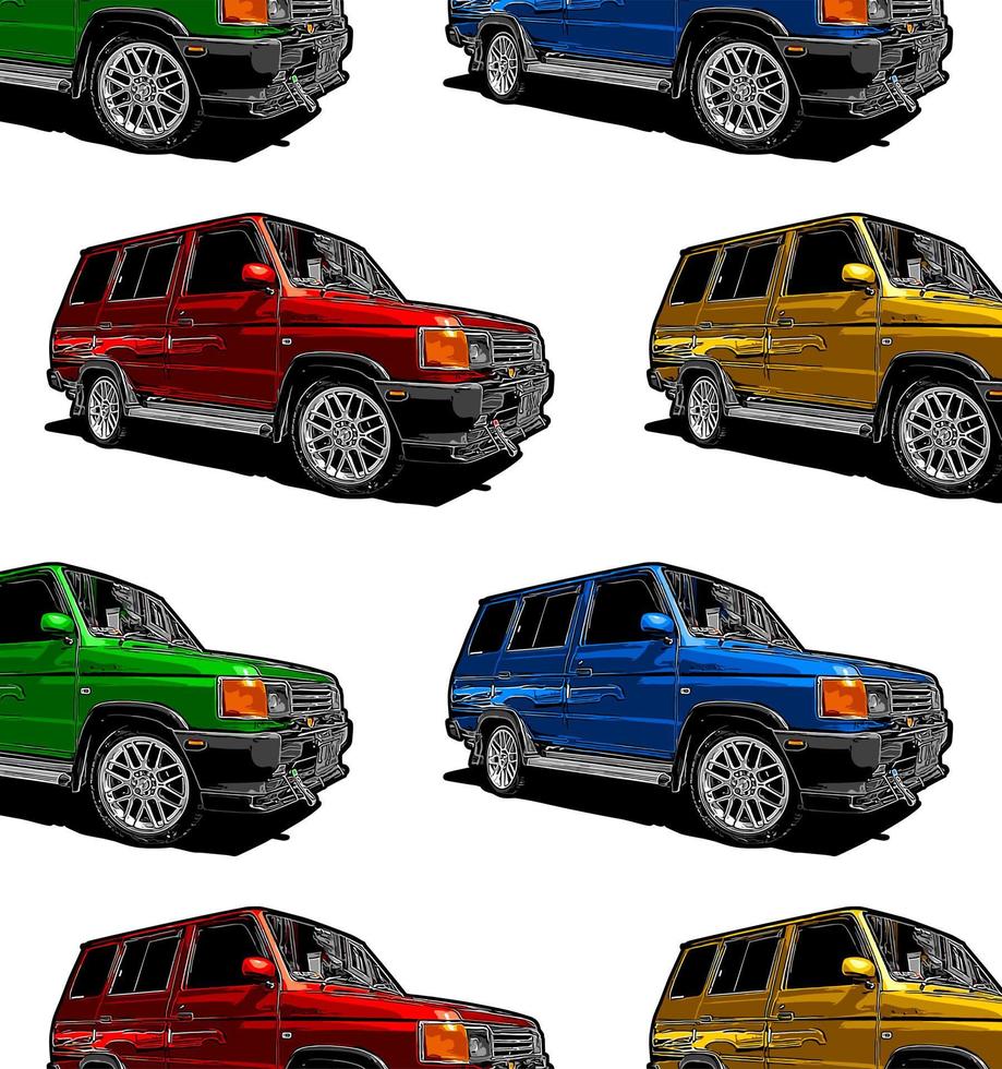 minivan patrón colorido vector