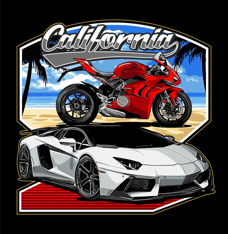 sports car and sports motorbike vector