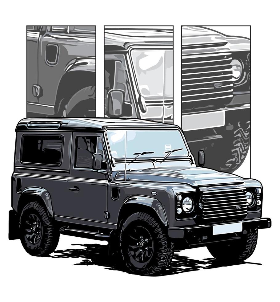 SUV gris clásico vector