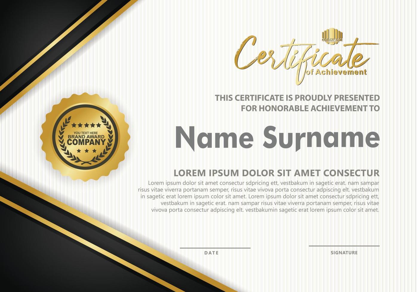 Certificate template with luxury and elegant and of line ornament textured on landscape background, diploma, Vector illustration