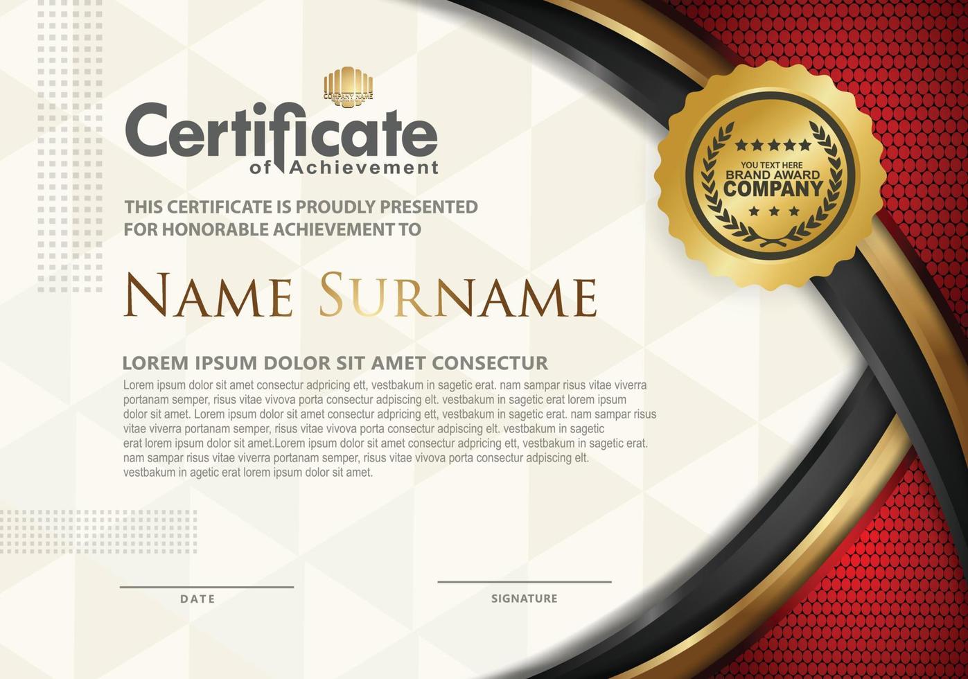 certificate template with luxury and texture pattern background vector
