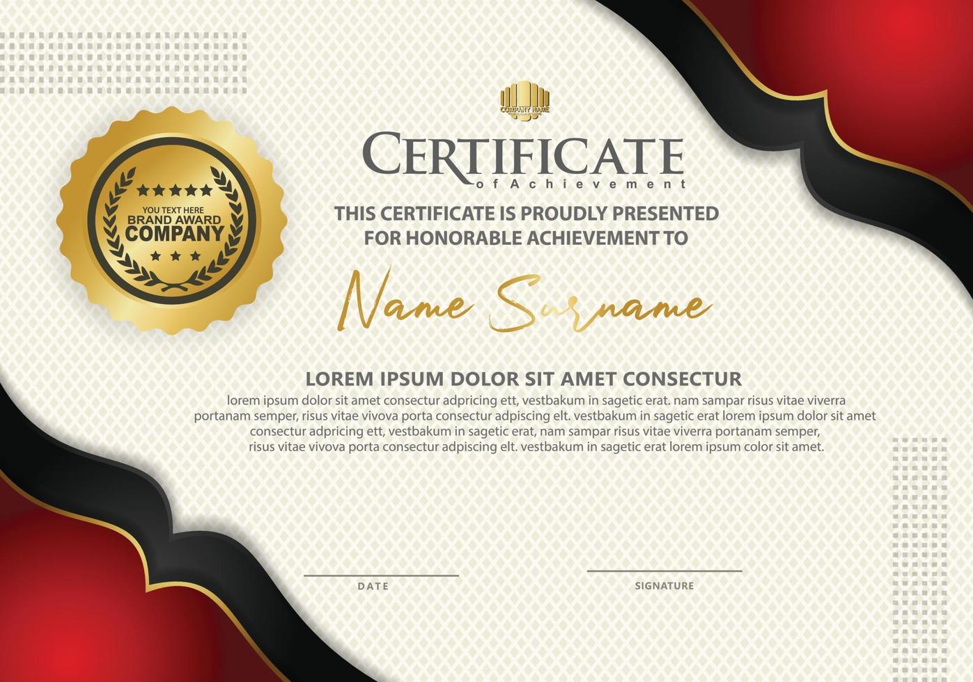 certificate template with luxury and texture pattern background vector