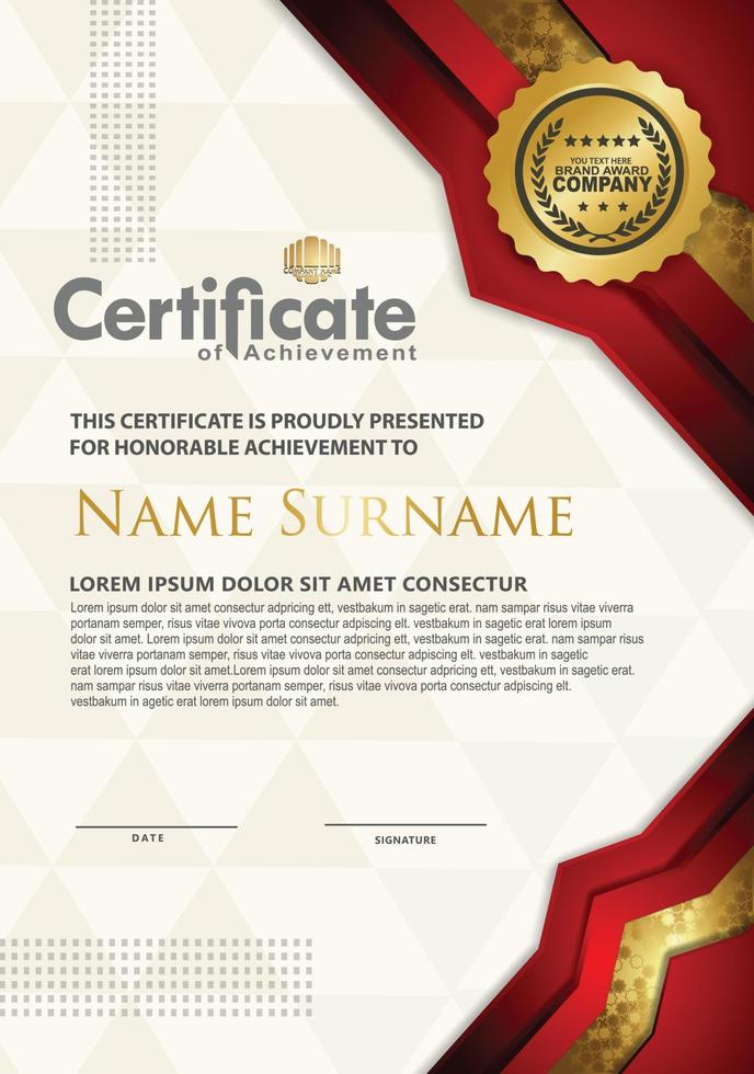 certificate template with luxury and texture pattern background vector