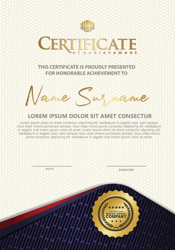 Certificate template with textured background, vector