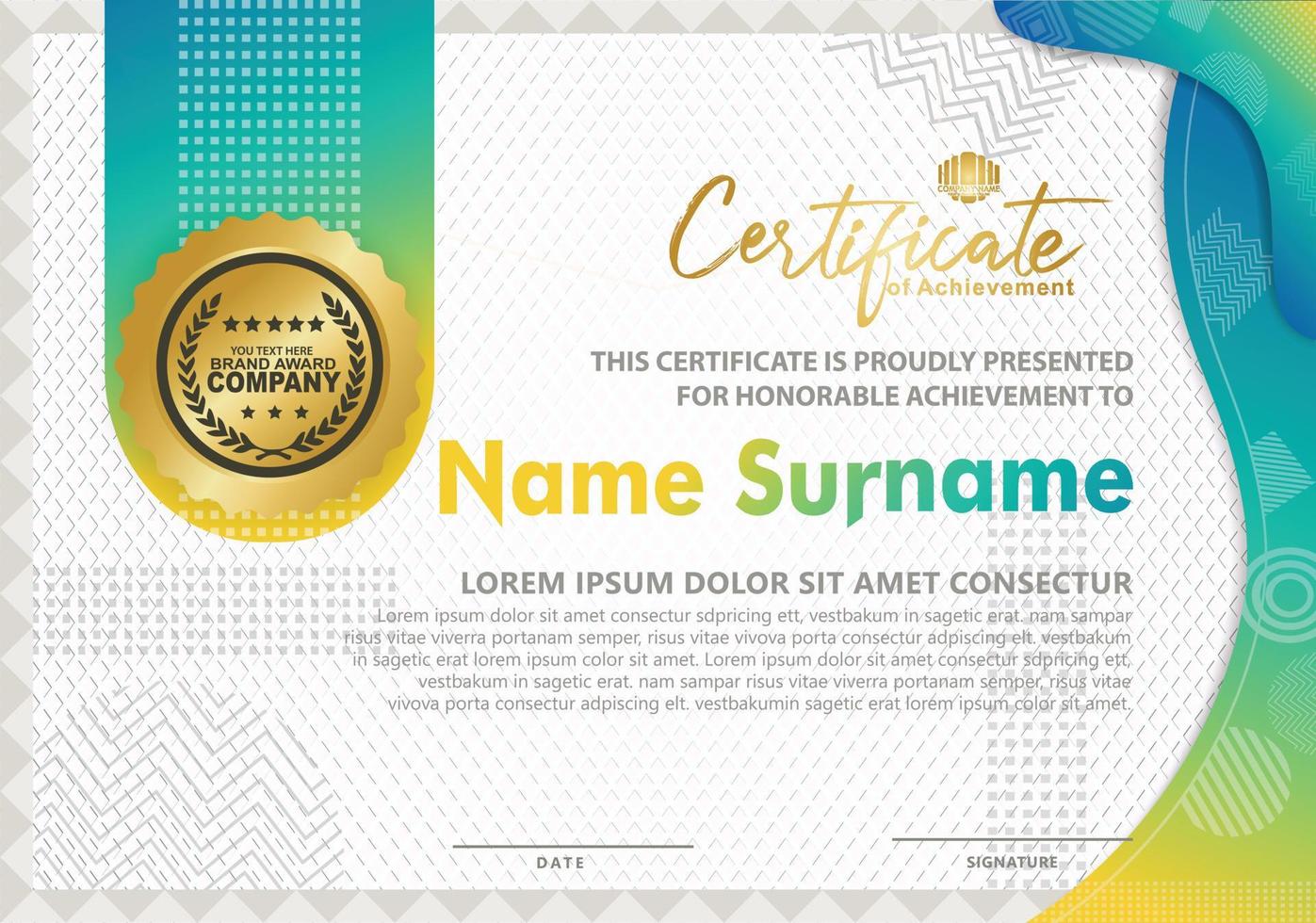 Certificate template with texture modern pattern background, vector