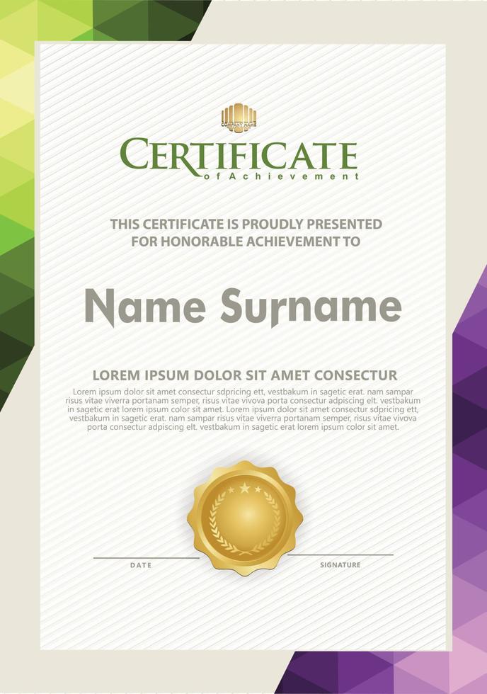Certificate template with texture modern pattern background, vector