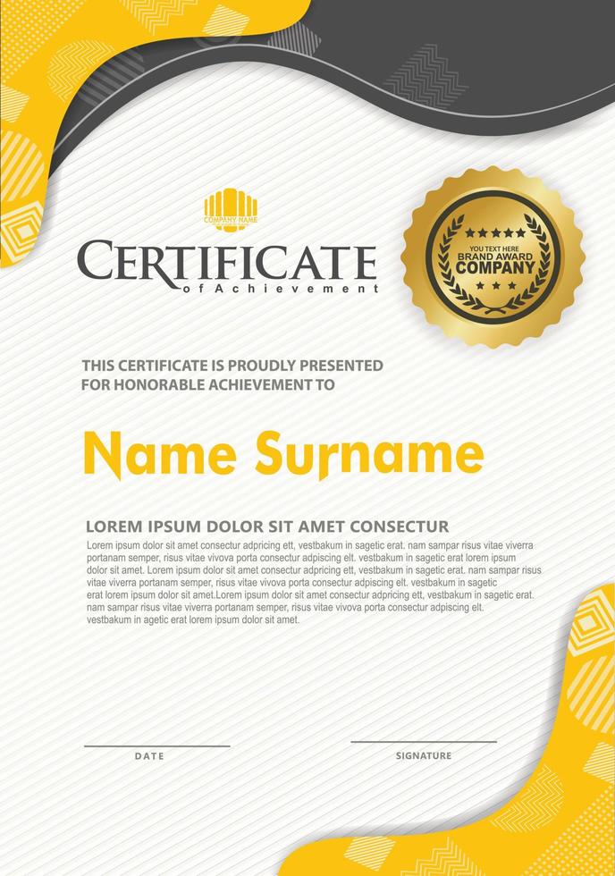 Certificate template with texture modern pattern background, vector