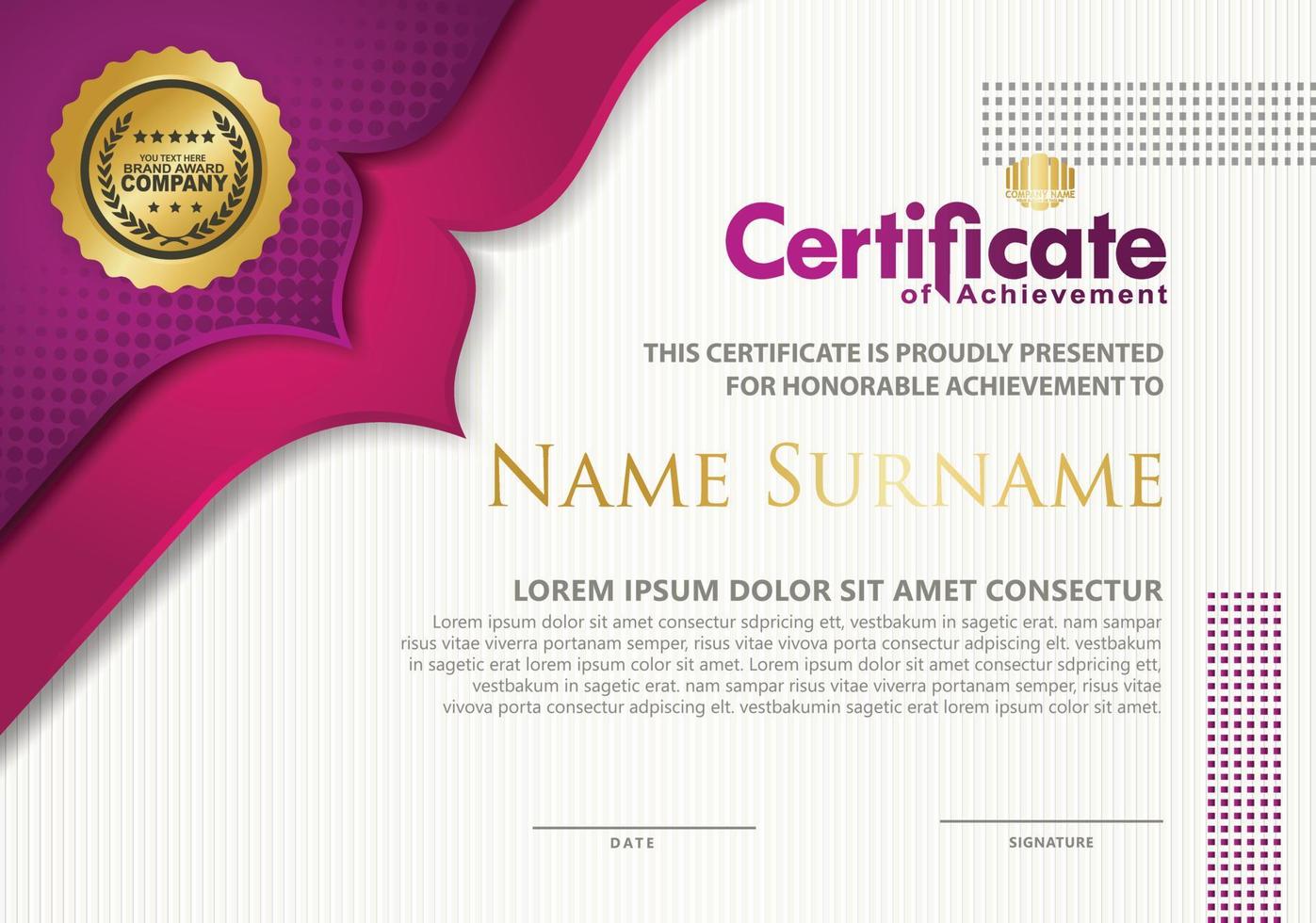 certificate template with dynamic and futuristic texture pattern background vector