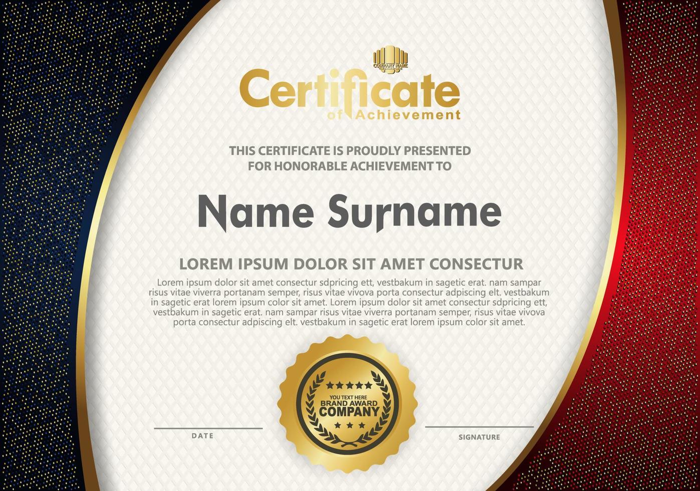 Certificate template with luxury and elegant and of line ornament textured on landscape background, diploma, Vector illustration