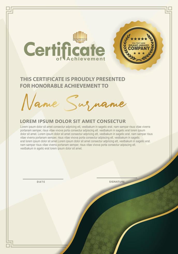 certificate template with luxury and elegant texture pattern background vector