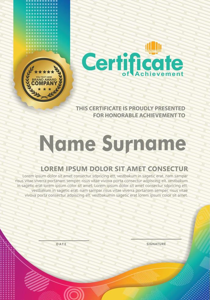 Certificate template with texture modern pattern background, vector