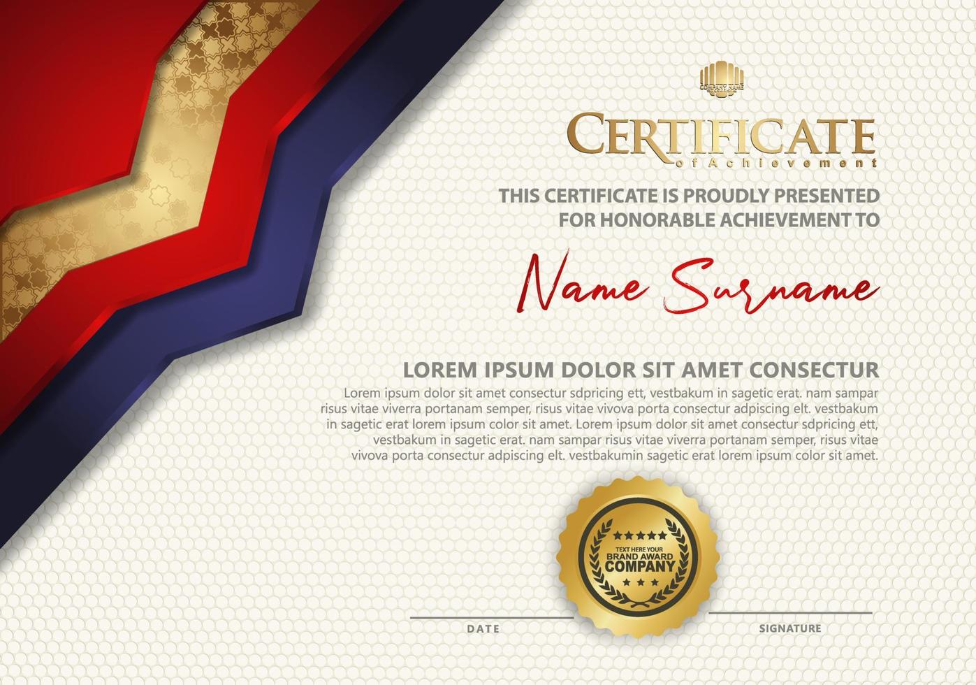 certificate template with luxury and texture pattern background vector