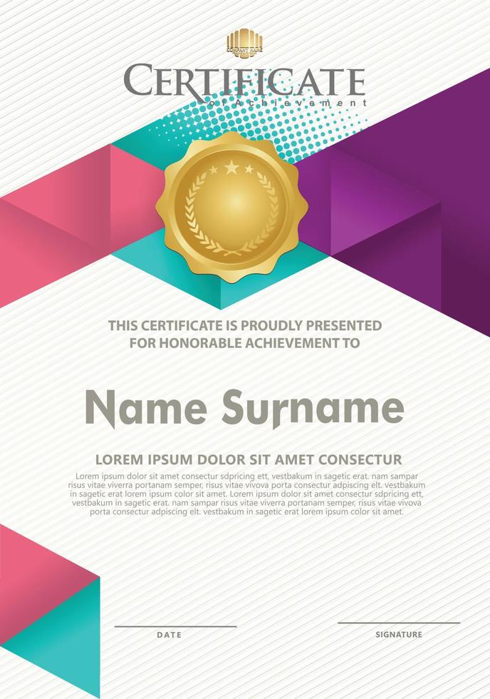 Certificate template with texture modern pattern background, vector