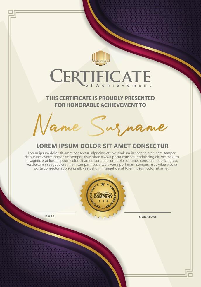 certificate template with luxury and elegant texture pattern background vector