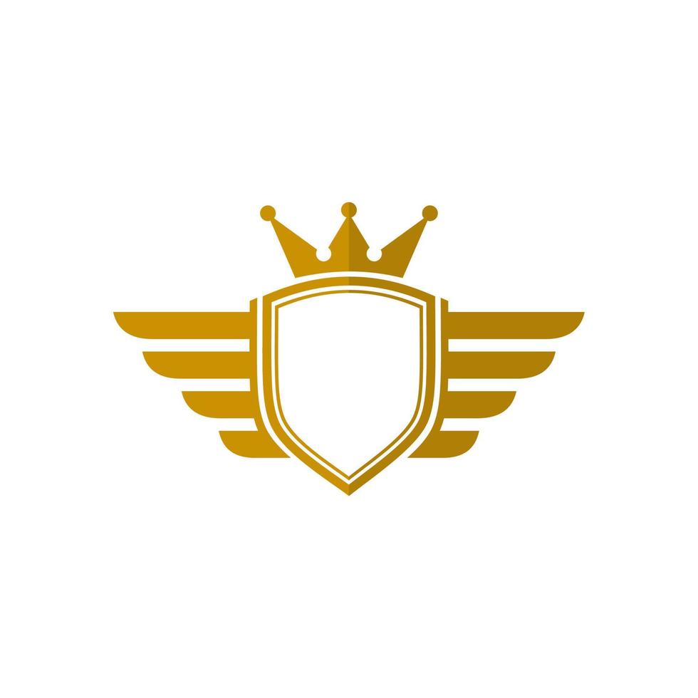 logotipo de escudo y alas vector
