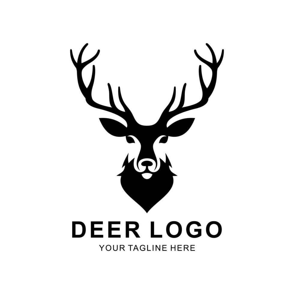 deer head and horn logo vector