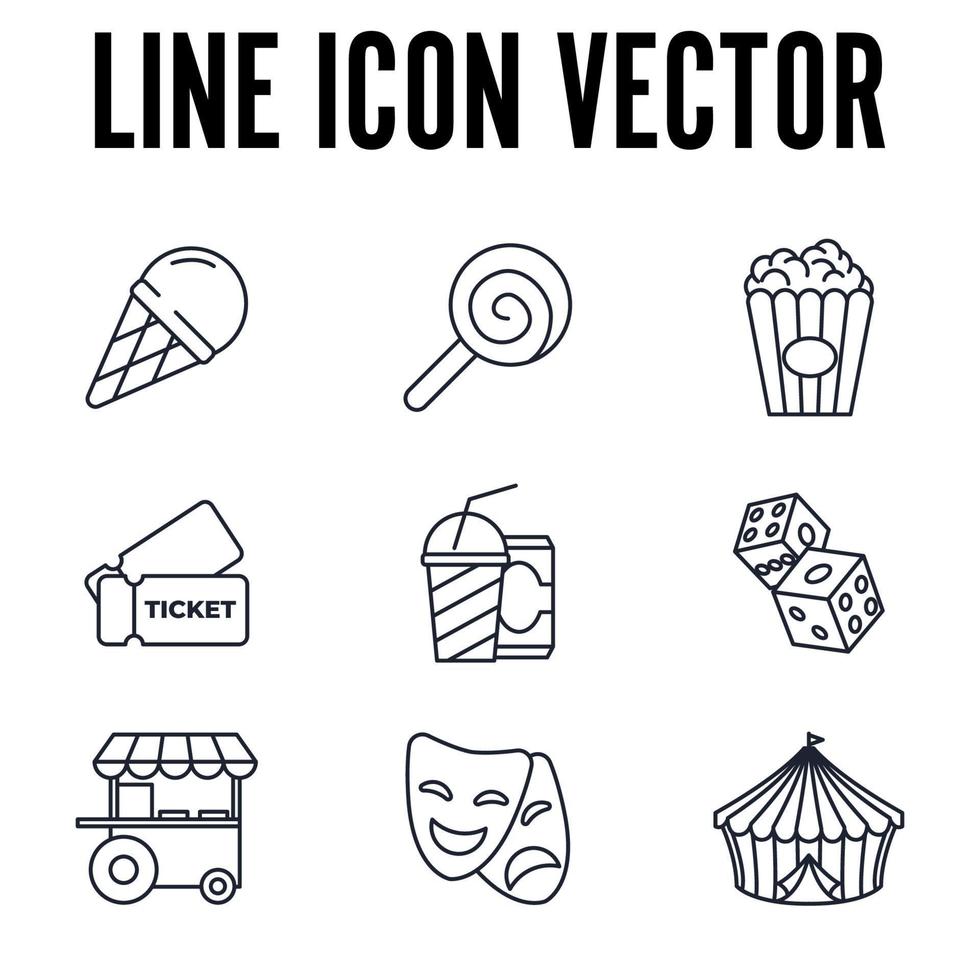 carnaval. plantilla de símbolo de icono de conjunto de parque de atracciones para ilustración de vector de logotipo de colección de diseño gráfico y web