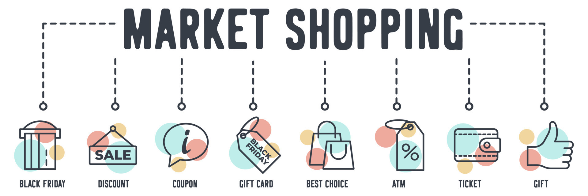 Market Shopping Mall banner web icon. wallet, black friday ...