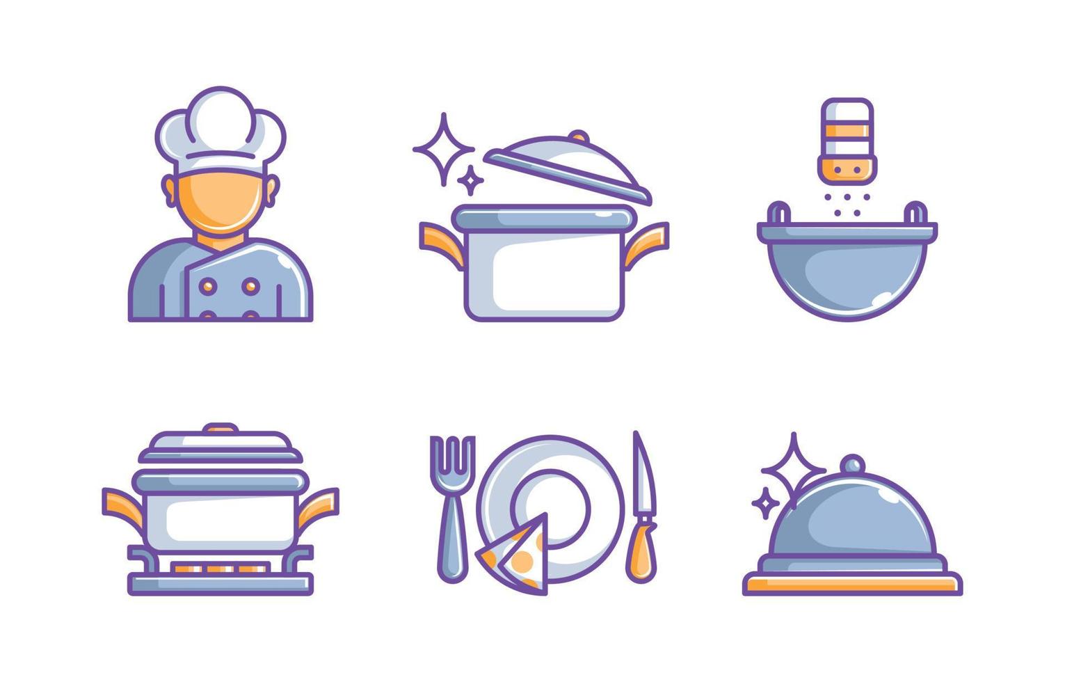 conjunto de iconos chef o servicio de catering privado vector