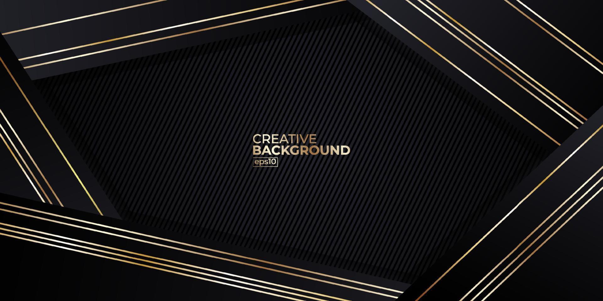 Black abstract background lines tech geometric modern dynamic shape with gold light vector illustration.