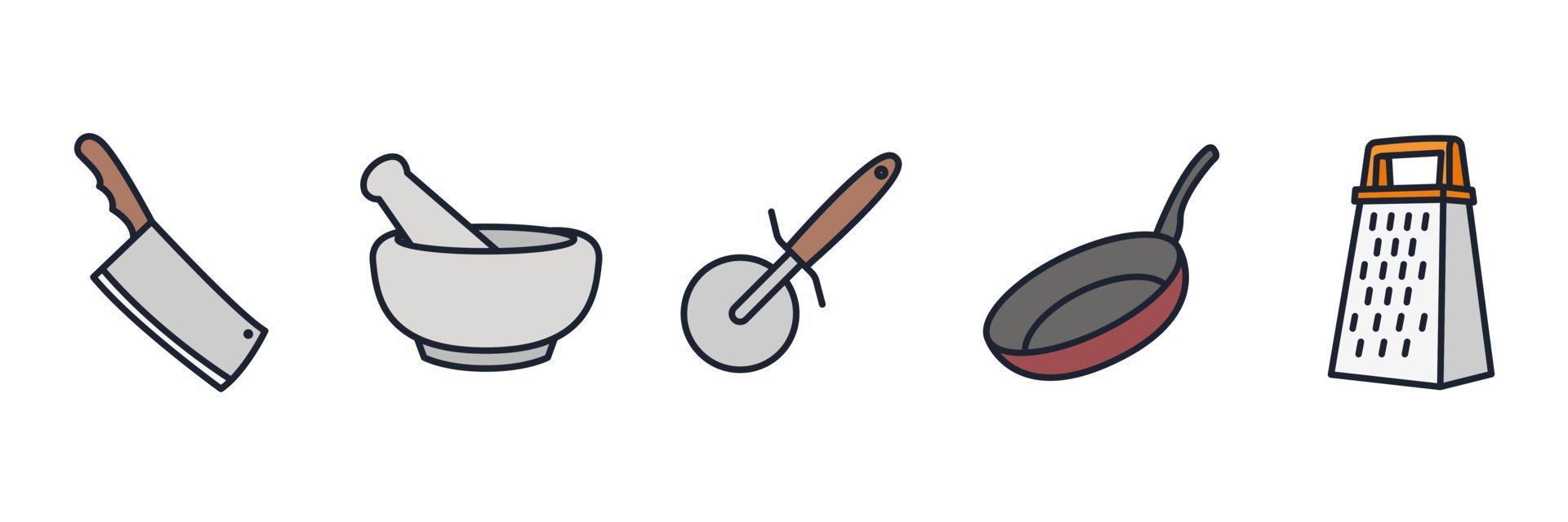 kitchen cooking set icon symbol template for graphic and web design collection logo vector illustration