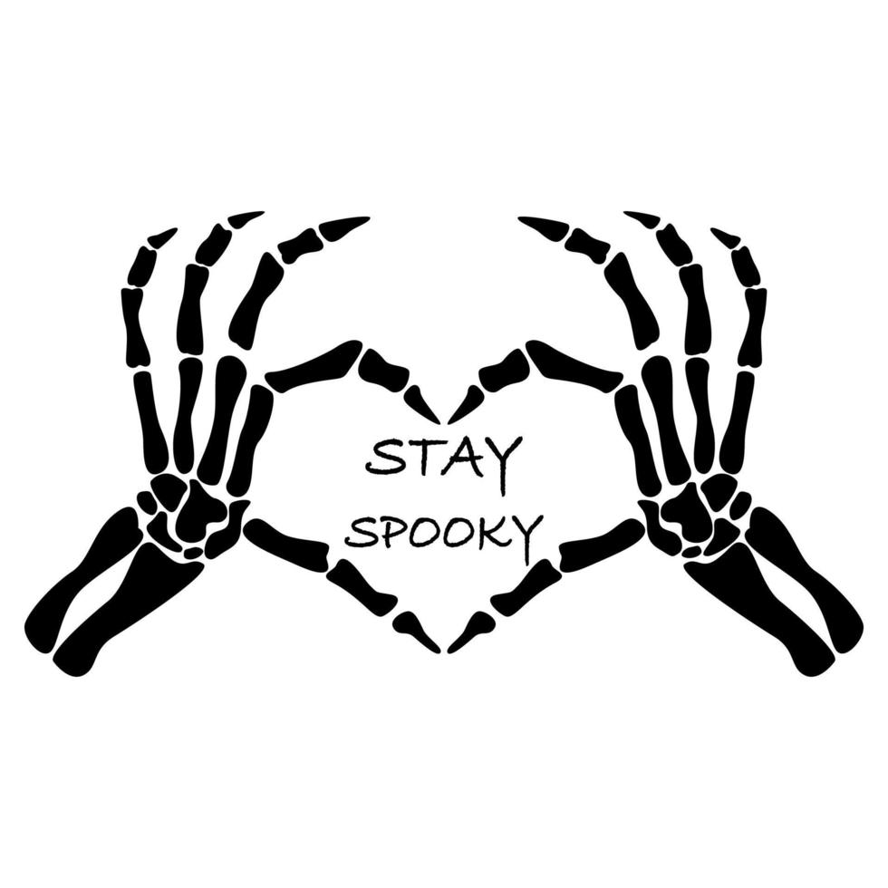 Stay spooky love with skeleton hands vector