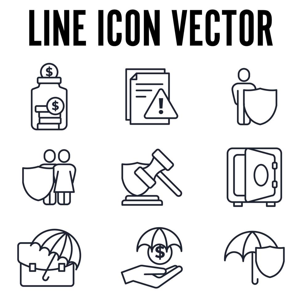 plantilla de símbolo de icono de conjunto de seguros para ilustración de vector de logotipo de colección de diseño gráfico y web