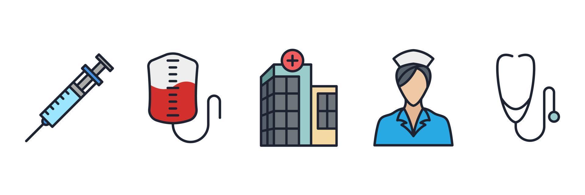 plantilla de símbolo de icono de conjunto de medicina y salud para ilustración de vector de logotipo de colección de diseño gráfico y web