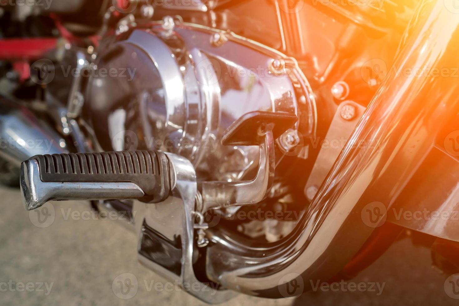 shiny chrome motorcycle engine close-up photo