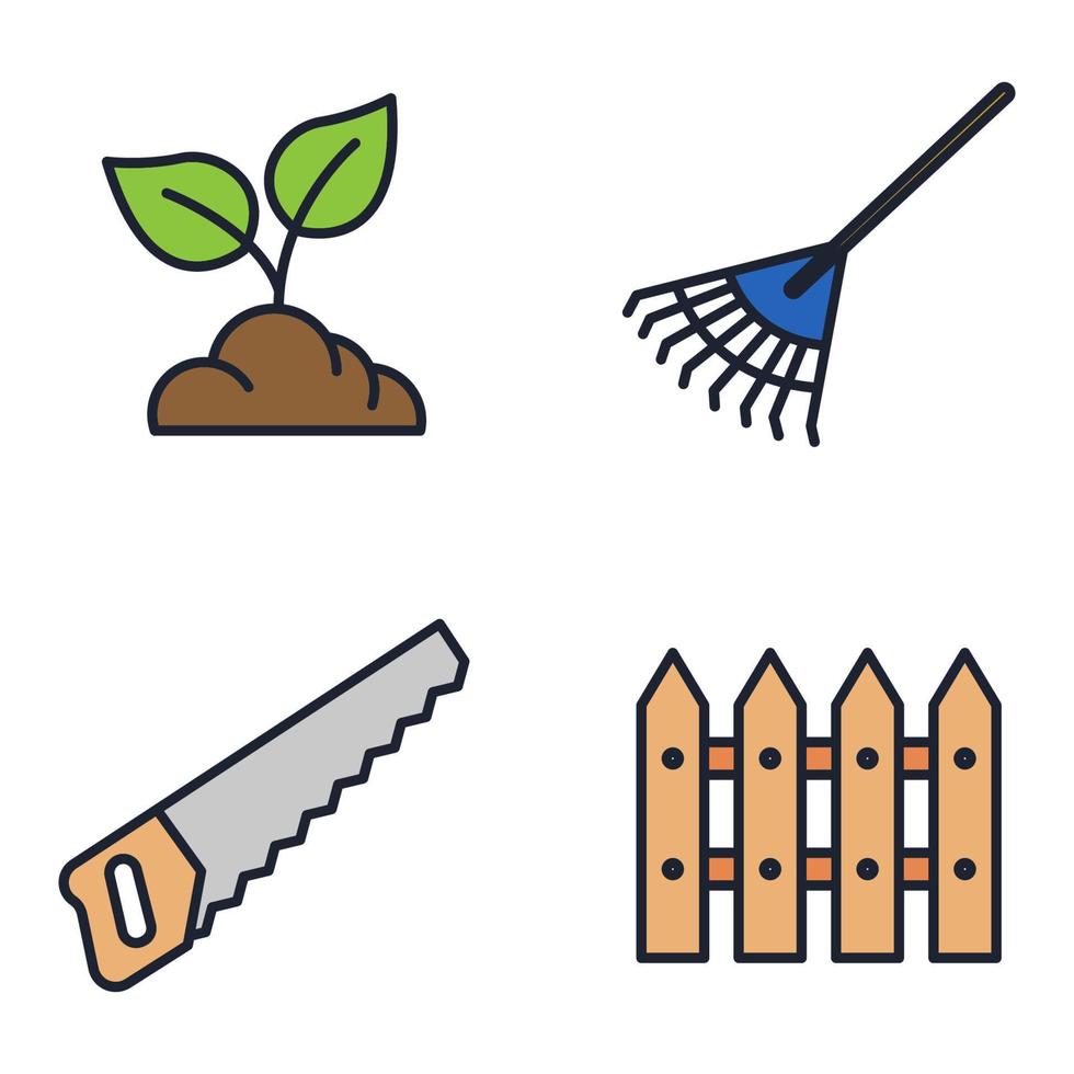 Flower and Gardening set icon symbol template for graphic and web design collection logo vector illustration