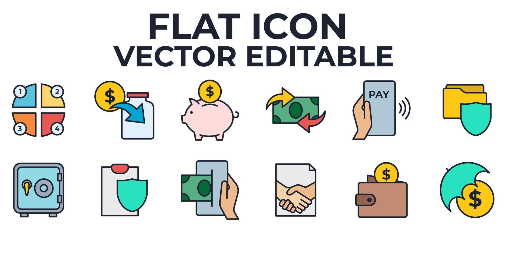 plantilla de símbolo de icono de conjunto de pago de finanzas de dinero para ilustración de vector de logotipo de colección de diseño gráfico y web