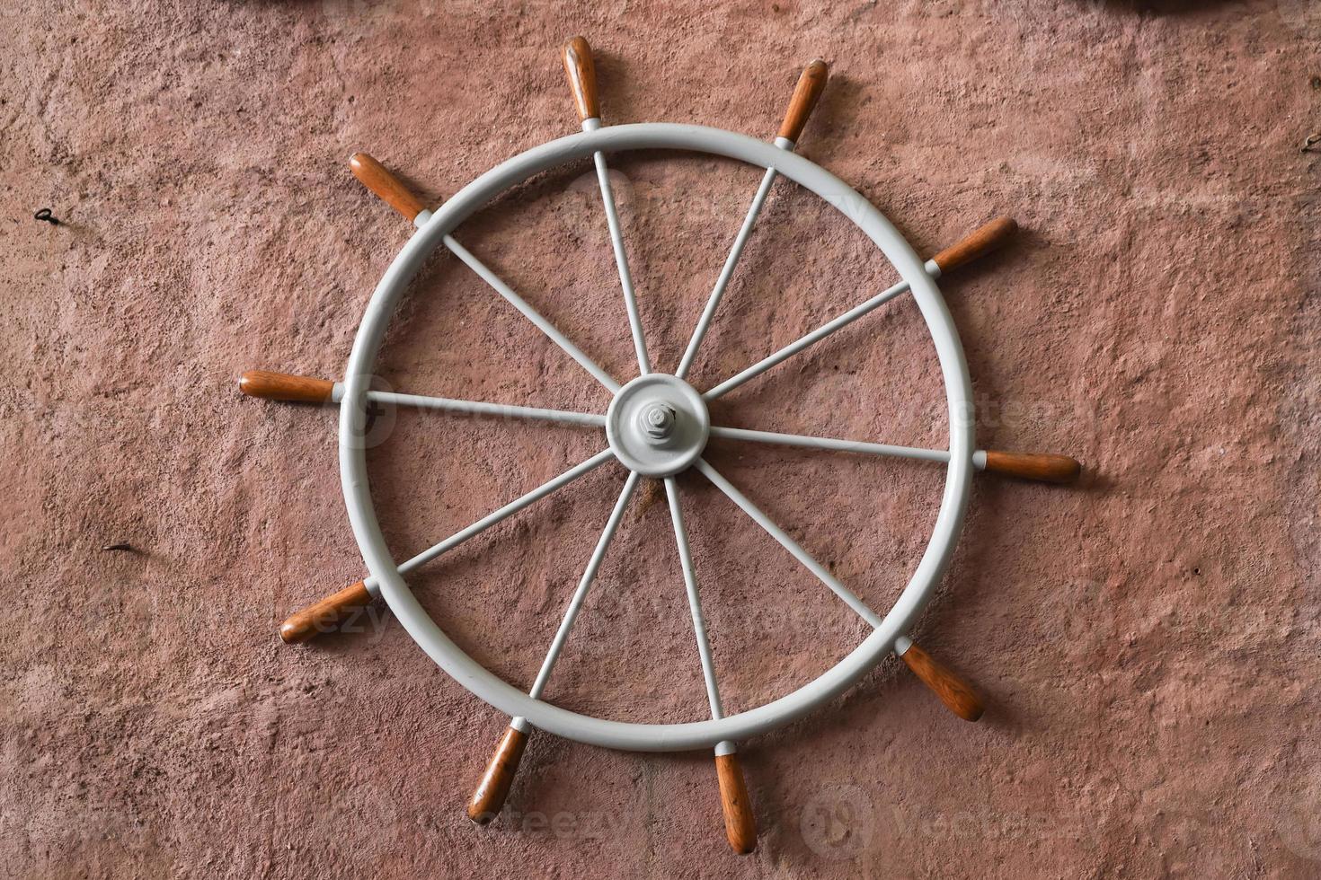 Sailboat Rudder on Wall photo