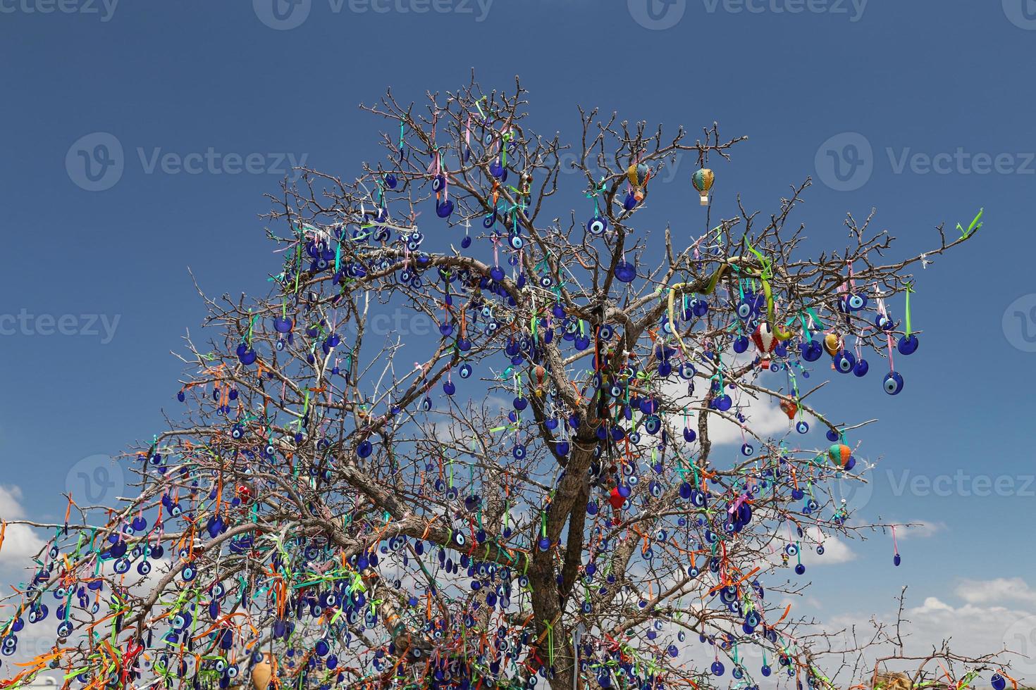 Evil Eye Beads Tree in Pigeons Valley, Cappadocia, Nevsehir, Turkey photo