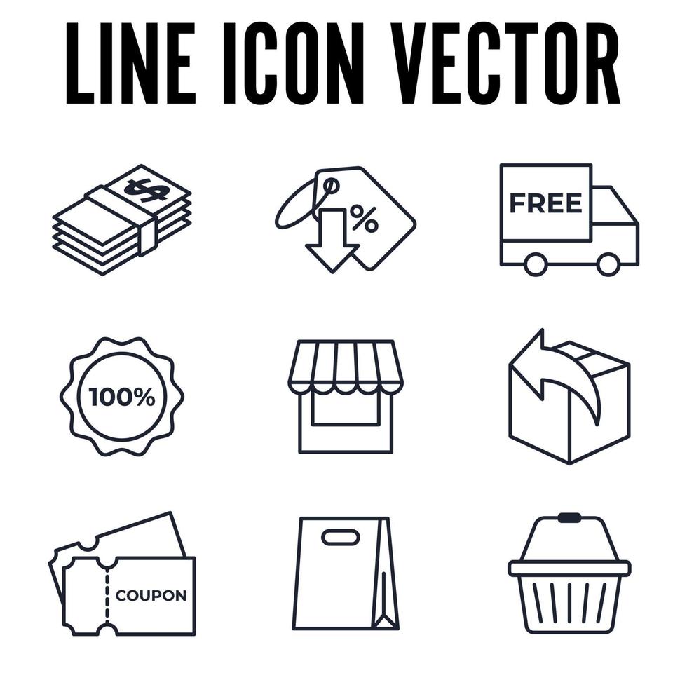 plantilla de símbolo de icono de conjunto de comercio electrónico para ilustración de vector de logotipo de colección de diseño gráfico y web