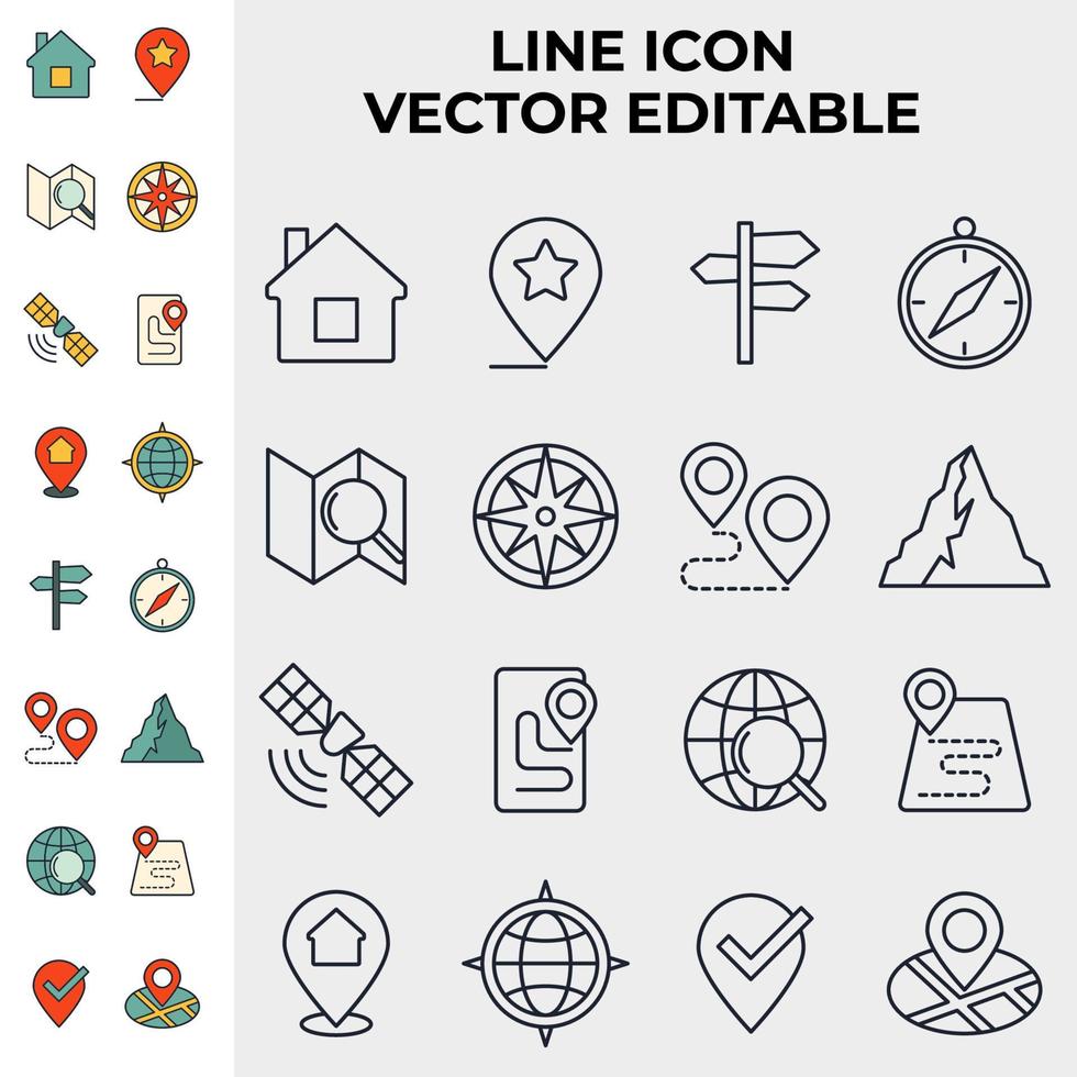 plantilla de símbolo de icono de conjunto de navegación para ilustración de vector de logotipo de colección de diseño gráfico y web