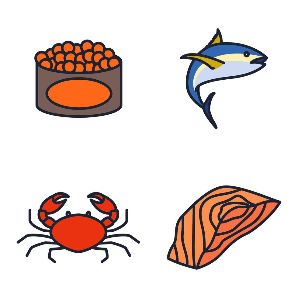 plantilla de símbolo de icono de conjunto de pescado y marisco para ilustración de vector de logotipo de colección de diseño gráfico y web