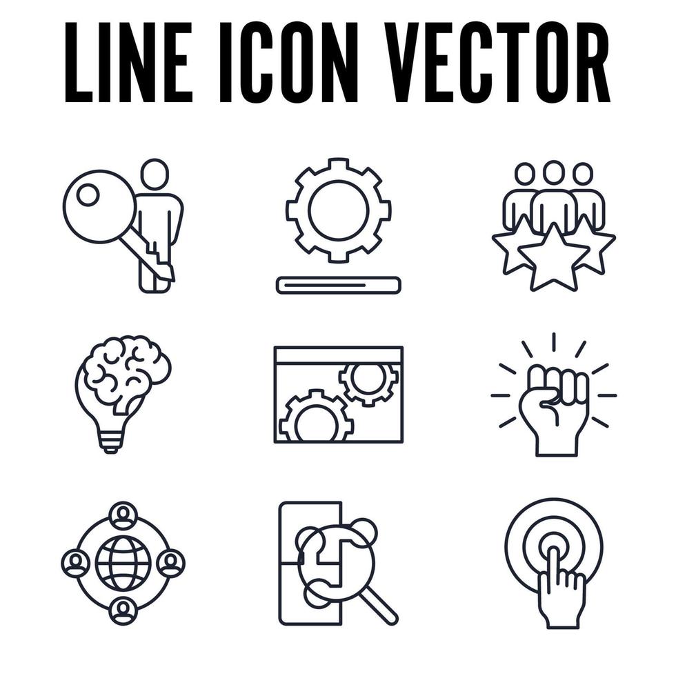 plantilla de símbolo de icono de conjunto de trabajo en equipo de negocios para ilustración de vector de logotipo de colección de diseño gráfico y web