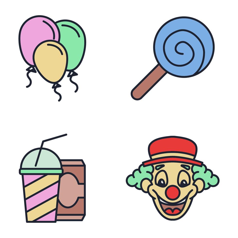 carnaval. plantilla de símbolo de icono de conjunto de parque de atracciones para ilustración de vector de logotipo de colección de diseño gráfico y web